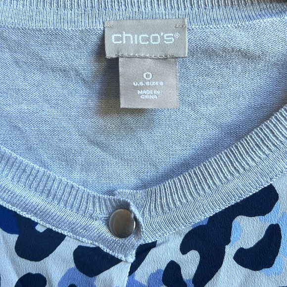 Chicos Lite Weight Cardigan. Silver Button Front . Size 0. EUC - Picture 3 of 7